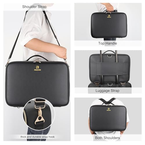Chomeiu Large Makeup Bag with LED Mirror, Make Up Case with Shoulder Strap - color: 01-Black 2, size: Large
