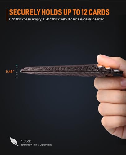 Buffway Slim Minimalist Front Pocket RFID Blocking Leather Wallets for Men and Women - Carbon Fiber Coffee - color: Carbon Fiber Coffee