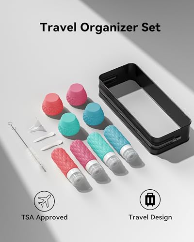 Travel Bottles for Toiletries Silicone Travel Size Containers 3.4oz 1.7oz - color: Tropical Sunset