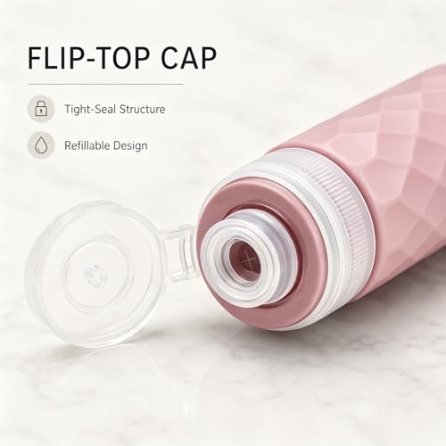 Travel Bottles for Toiletries - 4 Pack TSA Approved 3oz Portable Leak Proof Squeezable Travel Size Containers for Shampoo, Conditioner, Lotion, Skincare & Makeup, Travel Accessories with Clear Bag