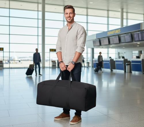 DoYiKe Extra Large Canvas Duffle Bag for Travel Heavy Duty Military Duffel - color: SOBlack, size: 100L
