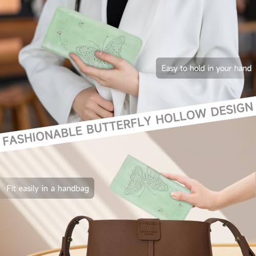 KITEVIUN RFID Wallet Women Ultra Slim Thin Womens Wallet Compact Clutch Long Ladies Wallet for Women Peppermint-Mambo-Green - color: 08-Peppermint-Mambo-Green
