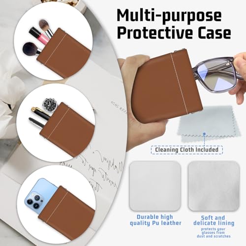 Soft Glasses Case for Sunglasses Eyeglass Slim Pouch - color: Caramel