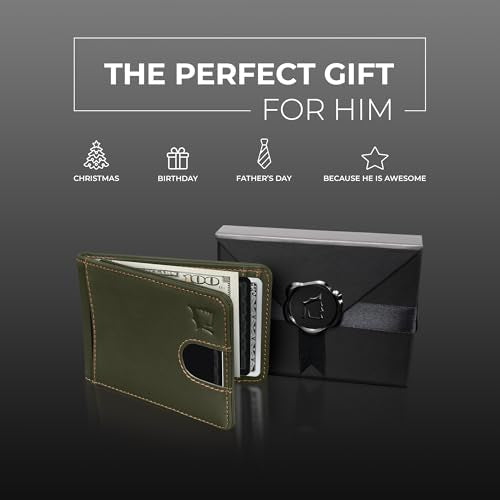 Kingly Cash Pocket Slim Wallet for Men, RFID Blocking, Olive Green - color: Olive Green