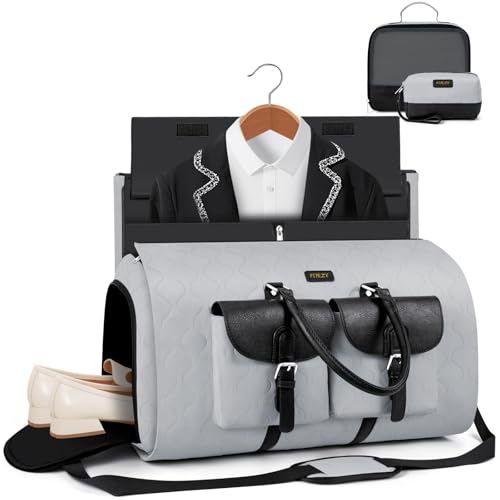 Garment Bag for Travel Convertible Carry on Travel Duffel Bag for Men Women - color: A04-Grey