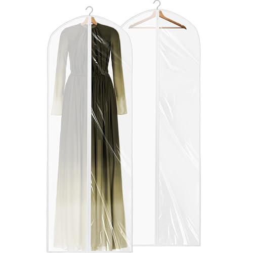 Simple Houseware 65-Inch Clear Garment Bags with Zipper for Gowns, 2 Pack - size: 2 Pack - 65"