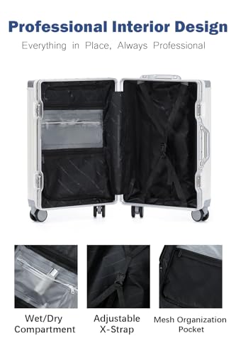 HotWay 26 Inch Checked Zipperless Luggage with Cup Holder,White - color: White (PC+Aluminum), size: Checked in 26inch