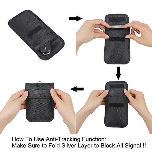Wisdompro Faraday Bag for Key Fob, WP4694 RFID Key Fob Protector - color: Black (2 Pack)