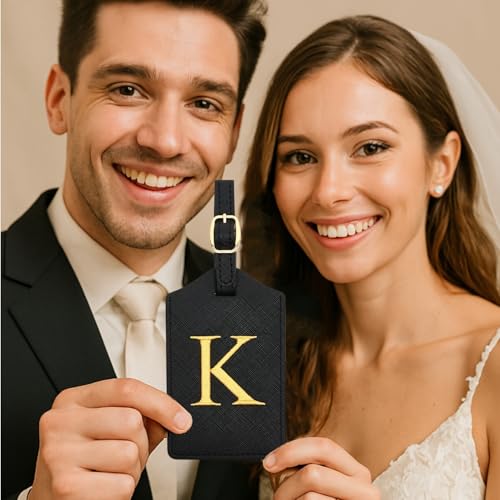 Luggage Tag PU Leather for Suitcase Baggage Handbag Travel Bag Label Suitcase Tag Label Tag w. Name Card & Privacy Cover (K) - style: K