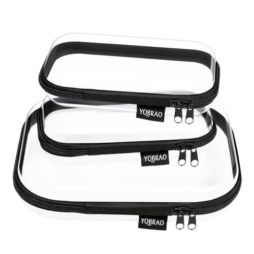 YQBRAO Clear Hard Shell Zipper Organizer Cases, 4-Pack, Black - color: Black, size: M+3S
