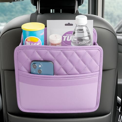 Mandark PU Leather Car Seat Back Organizer, Purple - color: Purple