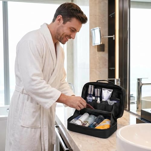 X-SISTER Toiletry Bag for Men, Travel Toiletry Organizer,Dopp Kit-Black - color: black