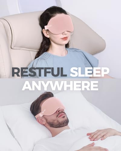 MZOO Luxury Sleep Mask, 3D Spacious for Long Lashes Blocking Light - color: P-pink