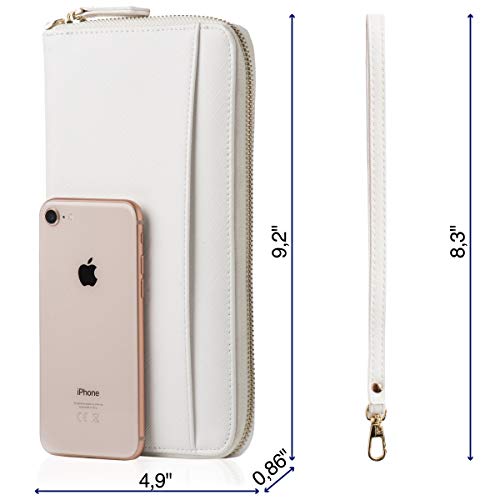 Travel Document Organizer - RFID Passport Wallet Case Family Holder Id Wristlet - color: Family White