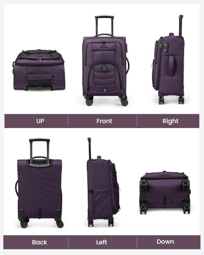 Carry On Luggage 22x14x9 Airline Approved with TSA Lock for Business Trip - color: Purple, size: 22 Inch - Carry-On