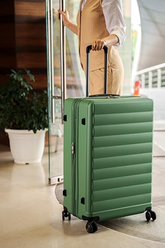 TRIPS EON 28-Inch Lightweight Durable Hardside 8-Wheel Spinner Checked Suitcase Size Luggage, Comfrey Green - color: Comfrey Green, size: LARGE CHECKED