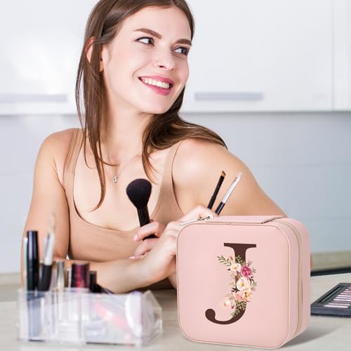 Inngeroo Christmas Gift Ideas, Travel Jewelry Case Box Personalized Gifts | Fashion Travel Essentials Trendy Stuff Gifts for Teen Girls Initial J - style: J