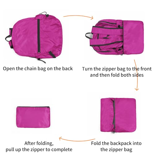 Lightweight Packable Foldable Backpack,Hiking backpack,Travel Backpack (Rose Red) - color: Rose Red