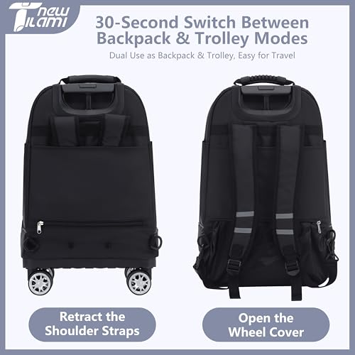 NEW TILAMI 19 Inch Rolling Backpack 4 Spinner Wheels for School Travel Grey - color: Soft Grey