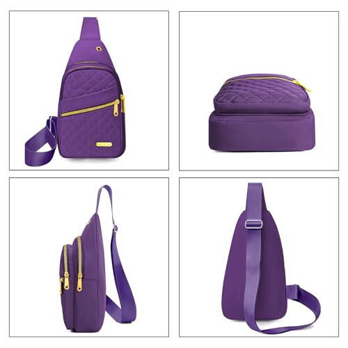 Aisijimo Small Sling Bag For Women Men Casual Crossbody Sling Backpack - color: 8003-purple