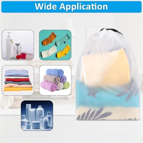 5 Pack Shoe Bags for Travel 15.7' x 11.8' Clear Waterproof Travel Shoe Bags for Packing Large Drawstring Storage Essentials Men Women clear pouches (White)
