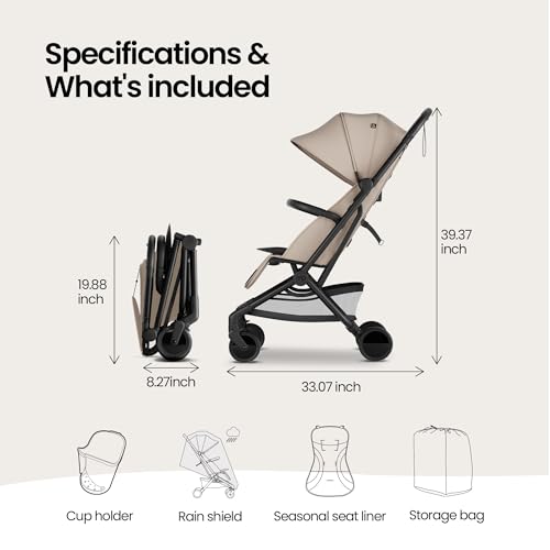 Mompush Velo Lightweight Travel Stroller Travel Bag Included - color: Chalk Beige, size: Stroller+Travel Bag