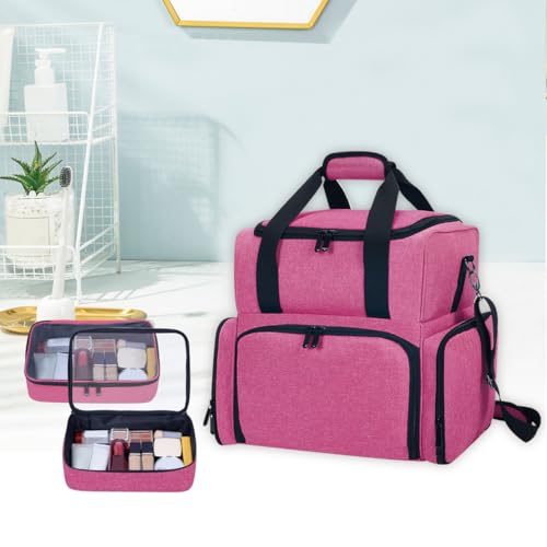 Large Makeup Bag with 2 Removable Case,Red - color: Red