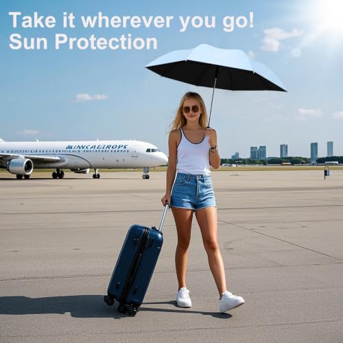 BAODINI Mini Travel Umbrella with UV Sun Protection, Compact Pocket-Size - color: A-1-Light Blue