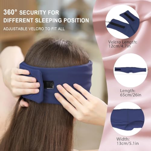 LC-dolida Sleep Mask with Bluetooth Headphones, Ice Silk Sleep Mask with Bluetooth 5.4, Total Blackout Eye Mask for Sleeping, Soft Sleep Mask for Women Men, All Night Sleep, Travel(Navy) - color: Navy