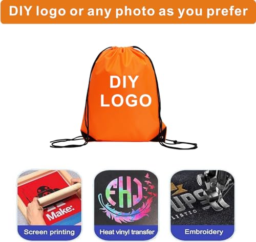 Drawstring Backpack Bulk 50 packs Draw String Backpack Bags DIY Gym Sports trip Traveling Yoga ride Pedestrianism Cinch Bag Sackpack Drawstring (orange) - color: Orange