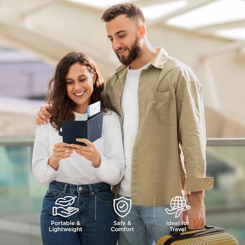 VULKIT Dual Passport Wallet for RFID 2 Passports Holder - color: Navy