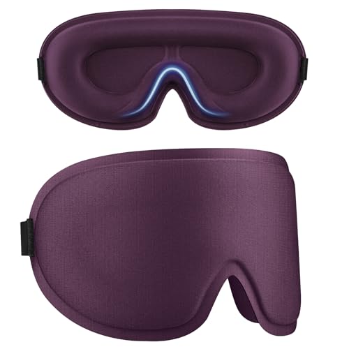 2 Pack Sleep Mask for Side Sleeper, Complete Light Blocking 3D Sleeping Eye Mask, Soft Breathable Eye Cover for Women Men, Travel, Nap, Relaxing Zero Pressure Night Blindfold (Black+Purple) - color: Black+purple