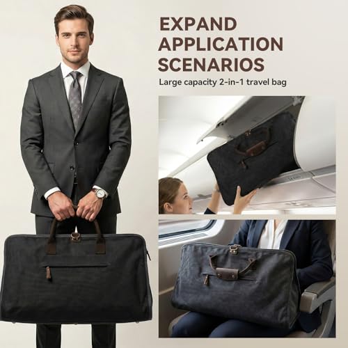 2 In 1 Convertible Garment Bag, Carry On Suit Duffle Bag For Men & Women - color: Gray