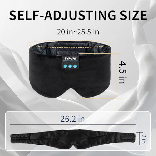 Sleep Mask Bluetooth 5.4 Headphones Soft Wireless Headband Eye Mask Blackout with Microphone (Black M) - color: Black M