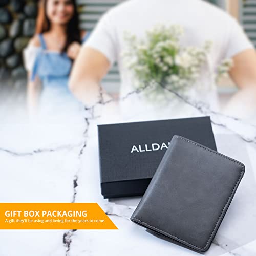 Alldaily Small RFID Wallet for Women Slim Compact Bifold Pocket Ladies Travel Mini Purse (Grey) - color: Grey