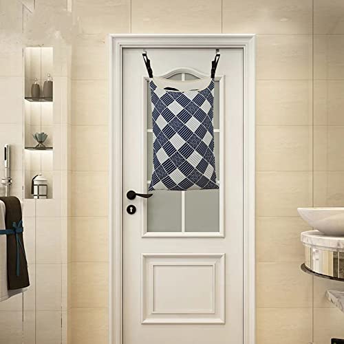 Adjustable Space Saving Over the Door Hanging Laundry Hamper Bag with Wide Open Top and Free Hanging Hooks for Dorm