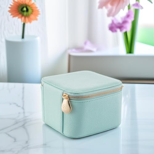 VLANDO Travel Jewelry Box Organizer with 6 Zippered Pouches, Aqua Blue - color: Aqua Blue, size: Small - 6 Pouches