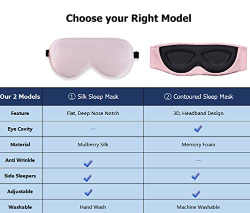 Alaska Bear Mulberry Silk Sleep Mask, Cool and Smooth, Pink - color: Pink