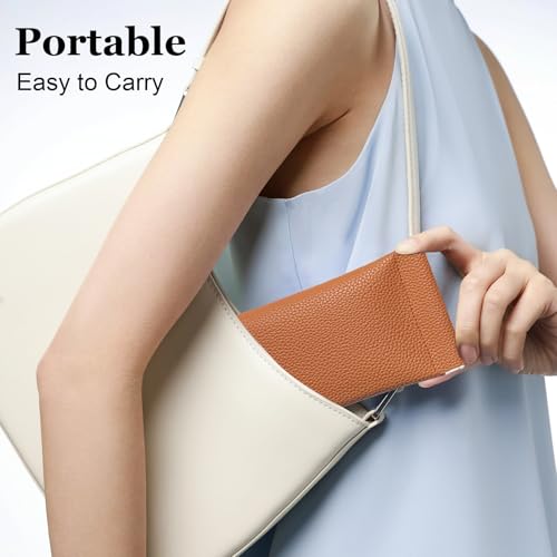 RayLove 3 Pack Leather Eyeglasses Cases PU Soft Sunglasses Pouch Squeeze Top Portable Glasses Cases for Men Women