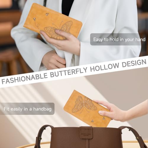 KITEVIUN RFID Wallet Women Ultra Slim Thin Womens Wallet Compact Clutch Long Ladies Wallet for Women YELLOW - color: 06-YELLOW
