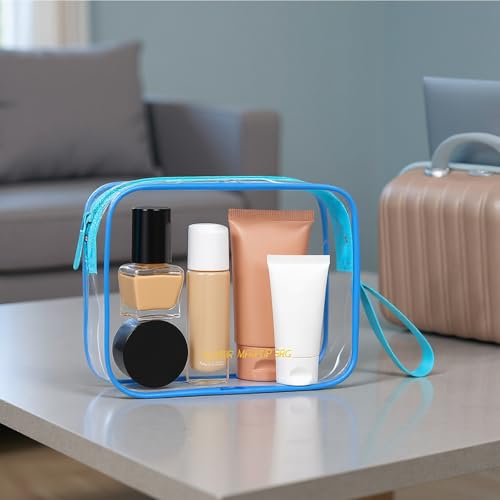 Icramsy Clear Makeup Bag,2 Pack TSA Approved Toiletry Bag for Women & Men - color: Blue