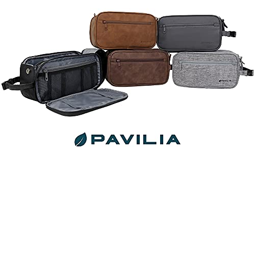 PAVILIA 남성용 세면도구 가방, 여행 필수품 면도 도프 키트, 여행 가방 세면도구 정리함 케이스, 화장품 메이크업 가방, 방수, 브라운., 실용적이고 세련됨 - color: 브라운., size: One Size