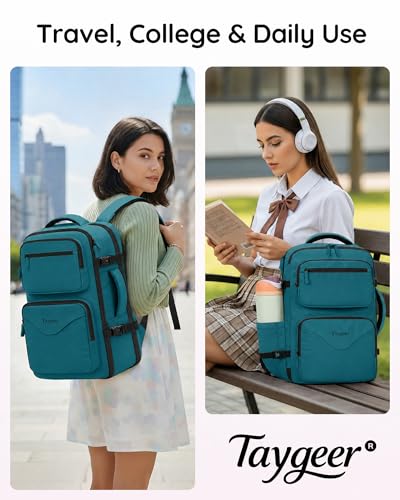 Taygeer Airline Approved Carry on Backpack, Womens Weekender Travel Bag - color: Peacockblue