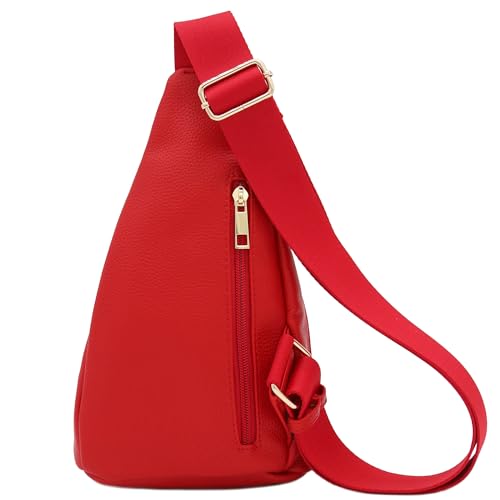 FashionPuzzle Compact Triangle Sling Bag - color: Red
