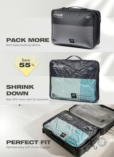 AirVault Reusable Vacuum Compression Travel Bag for Carry-On Suitcase and Backpack, Recycled IPX8 Waterproof Space Saver Vacpack (18L (21L (2-Pack)) - style: 21L (2-Pack)