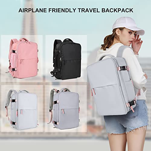 coowoz Carry On Backpack Women Men Travel Backpack Airline Approved Laptop Backpack Sport Rucksack - color: B-grey