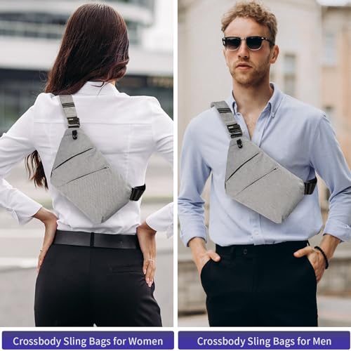 OSOCE Crossbody Sling Bag, Water-Resistant Anti Theft Chest Pack - color: 1.0 Grey, size: Small