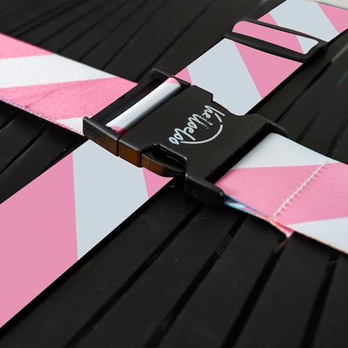 Adjustable Luggage Straps for Secure Travel,TSA Approved Heavy Duty Suitcase Belts with Quick-Release Buckle, Durable Travel Straps for Luggage Protection and Easy Identification 3 Pack (White Pink) - color: White Pink