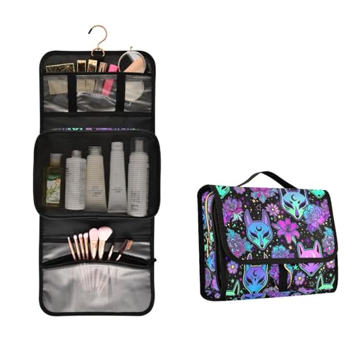 MNSRUU 3 PCS Toiletry Bag, Magic Fox with Camellia Hanging Makeup bag for Toiletries Travel Toiletry Organizer Bags Portable Clear Toiletry Kit - color: Pattern 06
