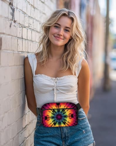 Tie Dye Fanny Pack Travel Belt Bag Waterproof Small Crossbody Bags for Women Waist Pouch for Running Hiking Cycling - color: Dark Red
